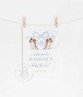 Watercolor King Charles Spaniel Baby Shower Welcome Sign