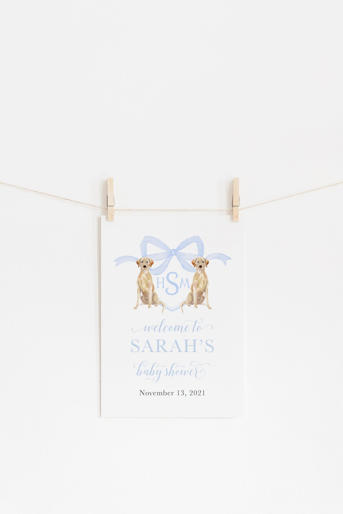 Watercolor Labrador Baby Shower Welcome Sign