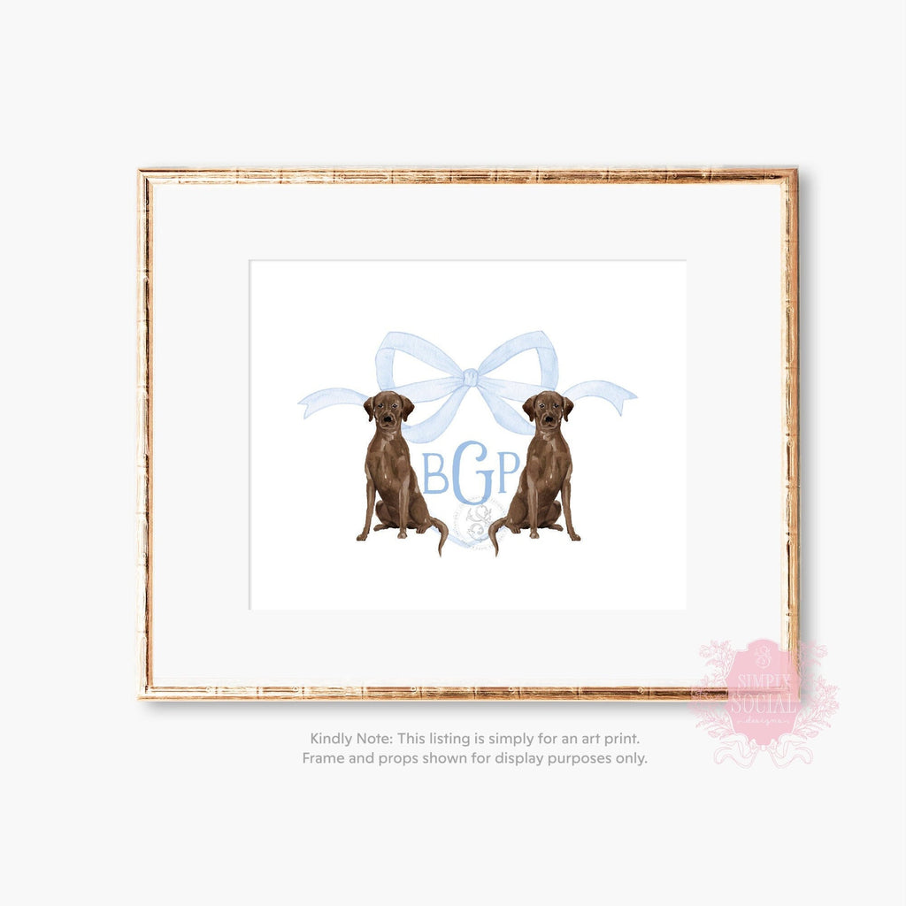 Watercolor Labrador Retrievers Monogram Crest Art: Baby Boy Nursery - image 2