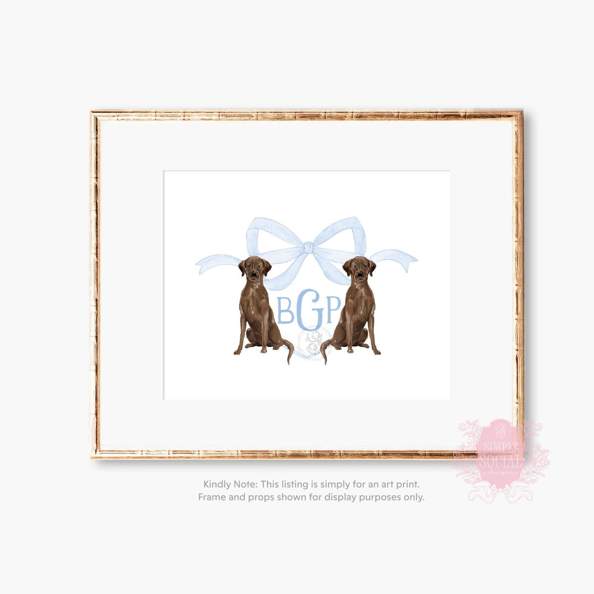 Watercolor Labrador Retrievers Monogram Crest Art: Baby Boy Nursery - image 2