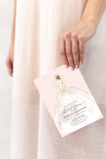 Wedding dress printed bridal shower invitations