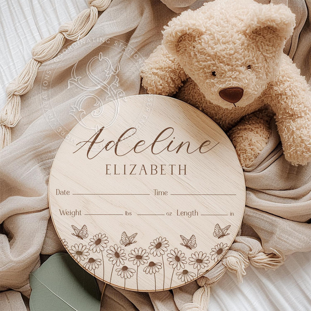 Wooden Baby Birth Stats Sign - image 2
