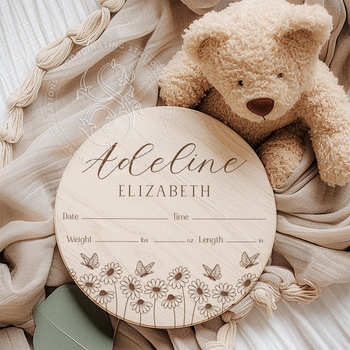 Wooden Baby Birth Stats Sign - image 2