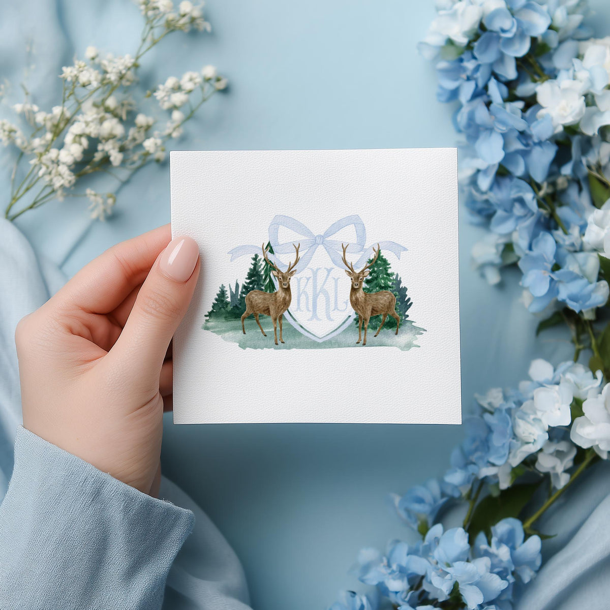 Woodland Deer Baby Shower Napkins: Custom Monogrammed Cocktail Napkins